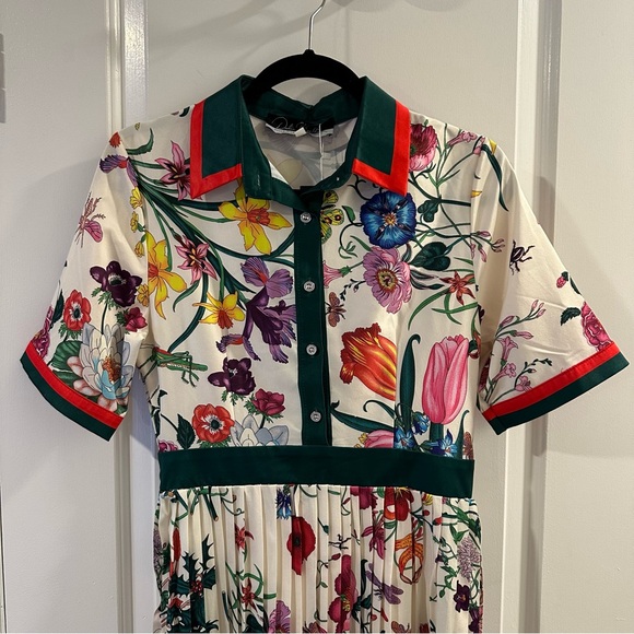 Dalia Macphee White Multi Short Sleeve Shirt Dress in Multicolor Floral/Cream - Picture 4 of 16